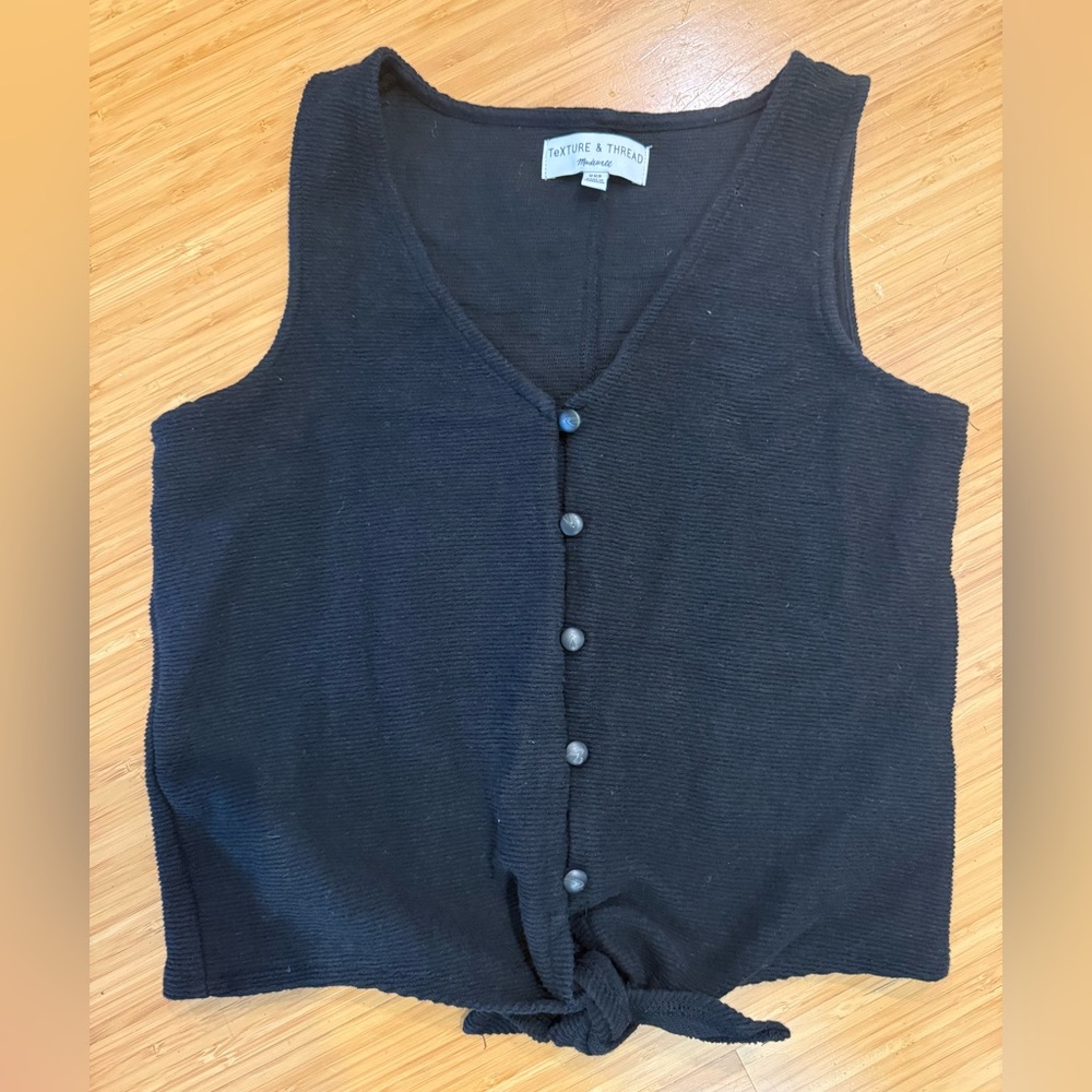 Madewell Texture & Thread Black Button-Front Tank Top